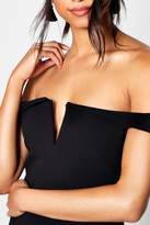 Thumbnail for your product : boohoo Off The Shoulder Frill Hem Midi Dress