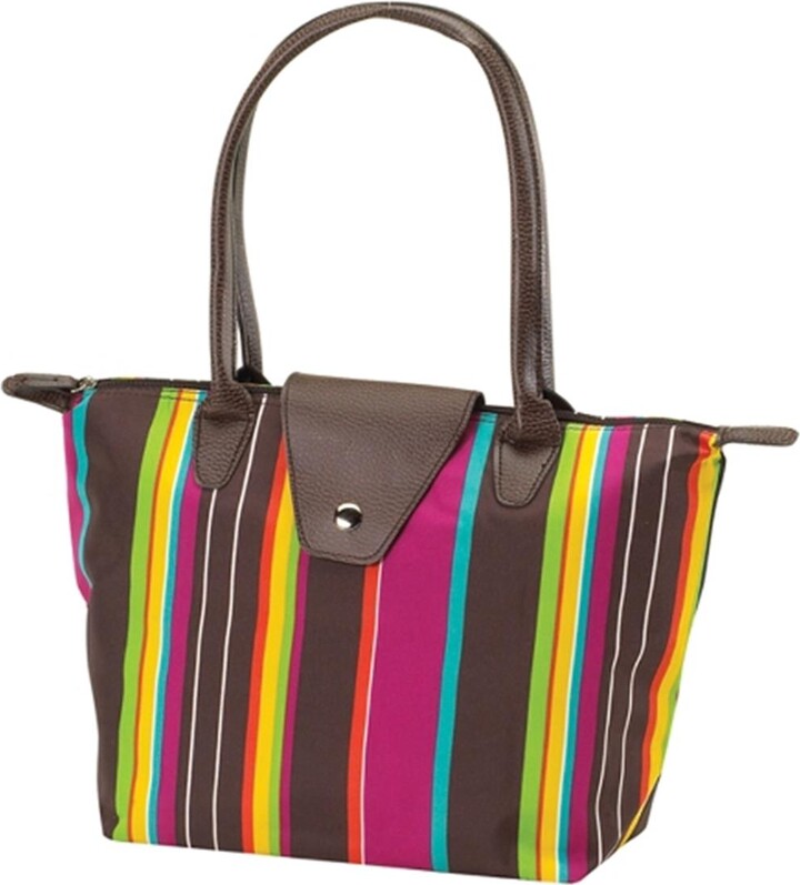 Joann Marie Designs Joann Marrie Designs NF1CHS Small Fold-Up Bag - Chocolate Stripe- Pack of 2