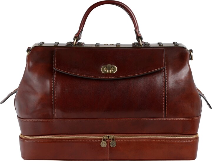 Time Resistance Brown Leather Doctor Bag, Medical Bag, Leather Handbag - Doctor Faustus