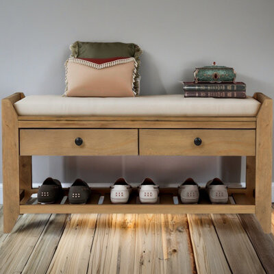 Shoe Rack With Cushioned Seat And Drawers, Multipurpose Entryway Storage Bench