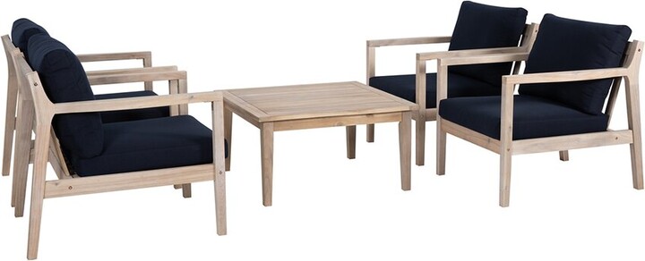 Linon Teagon 5Pc Blue Nat Side Chair & Table Set