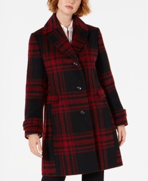 Vince Camuto Single-Breasted Plaid Coat, Created for Macys