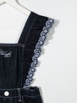 Thumbnail for your product : Philosophy di Lorenzo Serafini Kids Lace-Trimmed Denim Dungarees