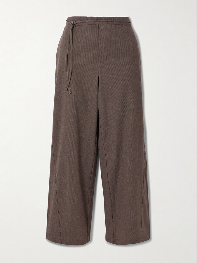 Deiji Studios - Belted Pinstriped Organic Cotton Straight-leg Pants - Brown