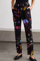 Thumbnail for your product : Stella McCartney Christine Floral-print Silk-crepe Straight-leg Pants - Black