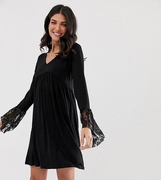 Asos Tall ASOS DESIGN Tall v neck swing dress with flared lace cuffs