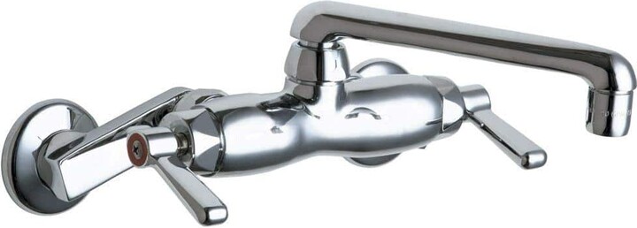 Chicago Faucets 445 Series 2 Handle 2.2 GPM Utility Faucet in Polished Chrome