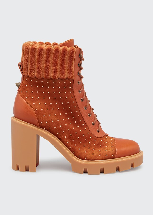 Christian Louboutin Janetta Red Sole Spike Leather Biker Boots in 2023