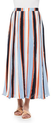 Elle Sasson Koa Pleated Striped Chiffon Skirt