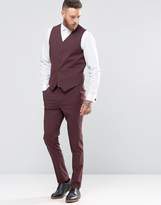 Thumbnail for your product : ASOS Design Skinny Waistcoat In Burgundy