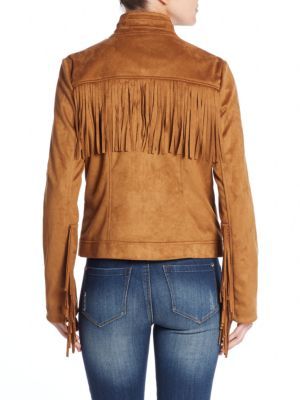 French Connection Fringe Faux Suede Jacket