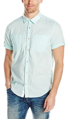 Calvin Klein Jeans Men's Short Sleeve Roll Tab Double Pocket Button Down Shirt