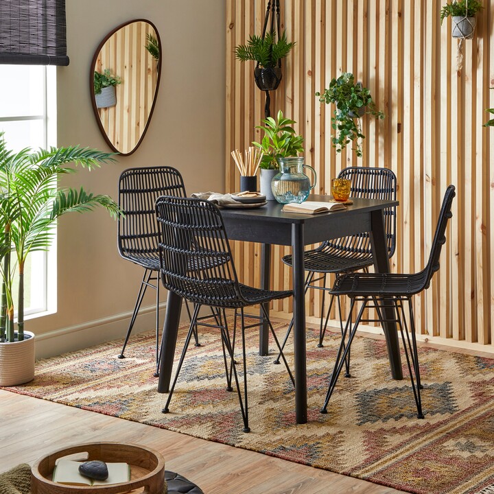 Dunelm Aster 2 Seater Square Dining Table With Storage, Oak Black