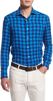 Thumbnail for your product : Kiton Buffalo Check Long-Sleeve Sport Shirt, Blue