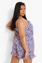 Thumbnail for your product : boohoo Plus Ruffle Hem Floral Swing Playsuit