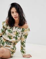 Thumbnail for your product : Honey Punch Long Sleeve Crop Top With Off Shoulder Ruffle Two-Piece-Multi
