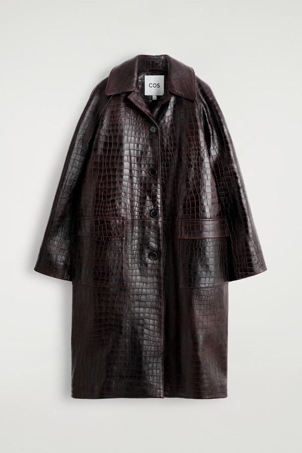 COS Croc-Effect Leather Coat
