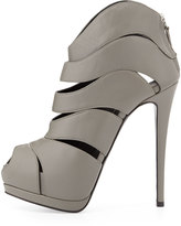 Thumbnail for your product : Giuseppe Zanotti Strappy Peep-Toe High-Heel Bootie, Gray