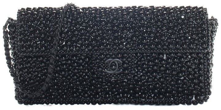 Chanel Black Leather And Beads Classic Flap Bag (Authentic Pre