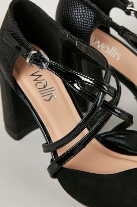 Wallis Black Double Cross Strap Heel Shoe