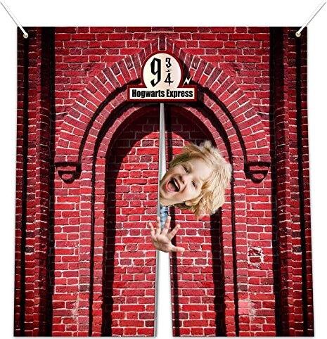 Platform 9 and 3/4 King's Cross, photo booth props brick wall background, suitable for outdoor and indoor use, fan love, birthday gifts, holiday gifts, party supplies.
