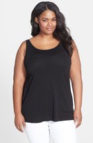 Thumbnail for your product : Eileen Fisher Scoop Neck Organic Cotton Long Tank (Plus Size)