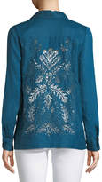 Thumbnail for your product : Elie Tahari Bowen Crinkle-Texture Blouse with Lace Back