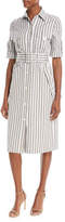 Thumbnail for your product : Derek Lam Button-Front Short-Sleeve Striped Utility Shirtdress