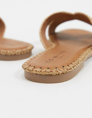 Co Wren Wide Fit slip on sandals in natural woven