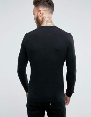 ASOS Lambswool Rich Crew Neck Jumper In Muscle Fit