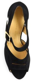 Charlotte Olympia Marcella Suede & Metallic Wedge Sandals