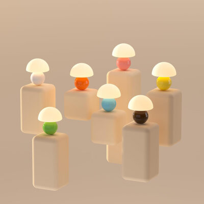 Orren Ellis White Mushroom Table Lamp, Cute Mini Desk Lamp