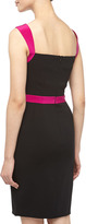 Thumbnail for your product : Jay Godfrey Peaked Two-Tone Sheath Dress, Black/Magenta