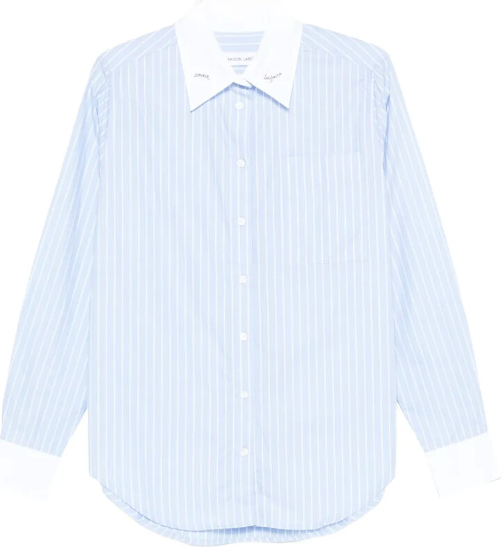 Maison Labiche Stripes Embroidered Collar Shirt