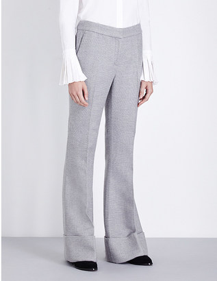 Co Cuffed wide-leg mid-rise wool and silk-blend trousers