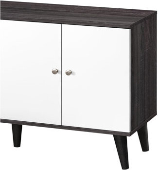 Compact Tv Stand With Storage In Dark Gray + White, Fits Tvs Up To 70-79 Inches Modern Accommodates Inch And Provides Options