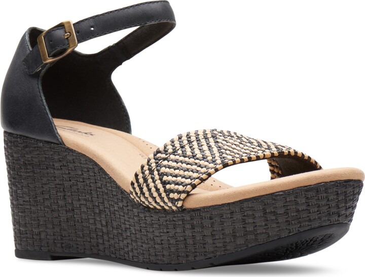 Clarks Black Ankle Wedge Shoes | ShopStyle