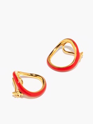 Charlotte Chesnais Naho Enamel & 18kt Gold-vermeil Clip Earrings - Orange Gold