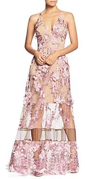 Dress the Population Gigi Floral Illusion Gown