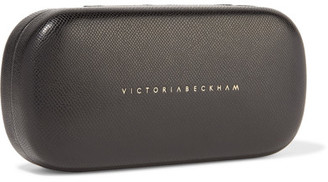 Victoria Beckham Aviator-Style Leather-Trimmed Acetate And Metal Sunglasses