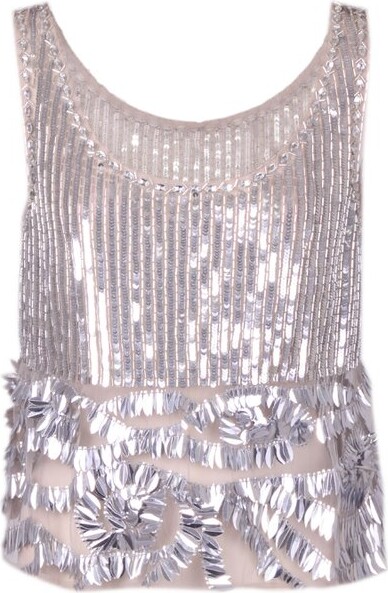 Alberta Ferretti Sequin Embellished Tank Top ShopStyle