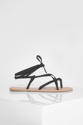 boohoo Strappy Ankle Tie Sandal - ShopStyle