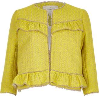 River Island Womens Yellow frill tweed jacket