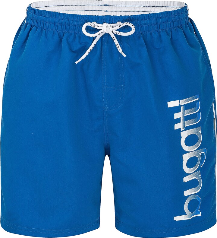 Bugatti® navy and green with attractive contrasting colour on the waistband. turquoise Modern mens swimming shorts in red
