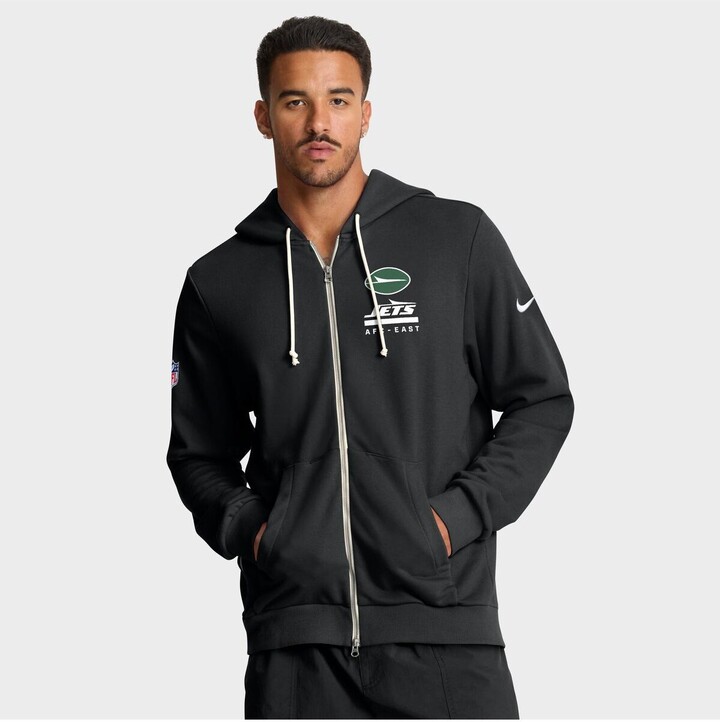 Nike Men's Black New York Jets Sideline Standard Issue Utility Player Dri-fit Full-Zip Hoodie