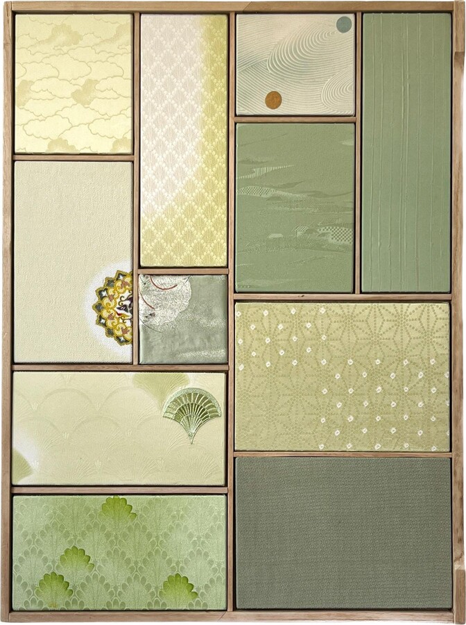 Kimono ikasu Antique Kimono Textile Art " Kobachi ~ Green Collection ~" By Ikasu Japan