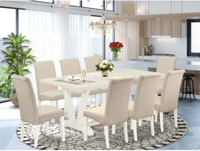 Cornville 9 - Piece Rubberwood Solid Wood Dining Set