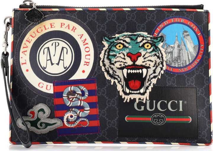 Gucci Night Courrier Pouch GG Coated Canvas with Applique