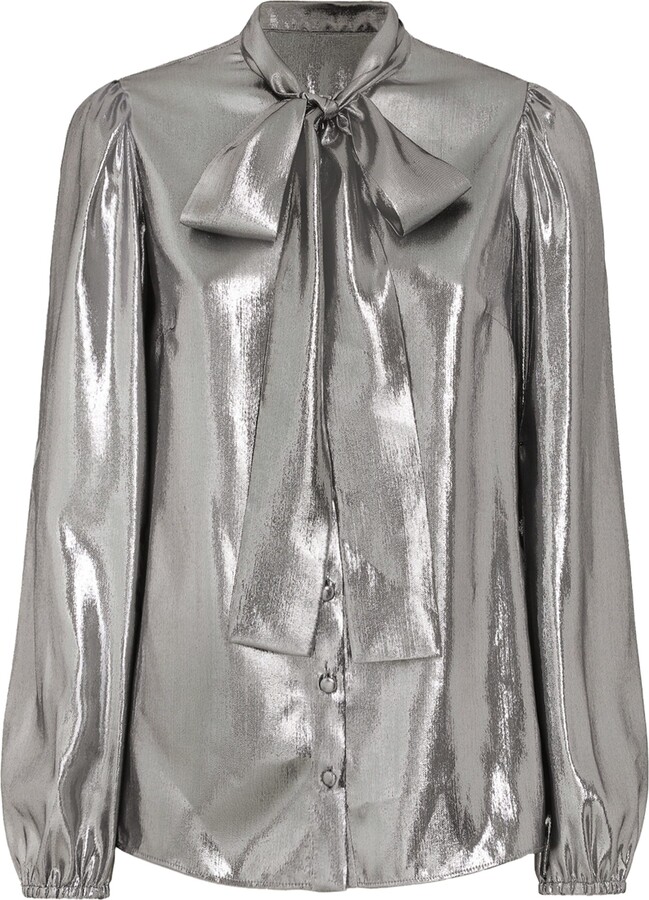 Dolce & Gabbana Silk-Blend Metallic Blouse