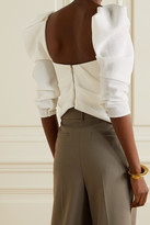 Thumbnail for your product : Johanna Ortiz Net Sustain Snowy Gathered Cloque Top - Ivory